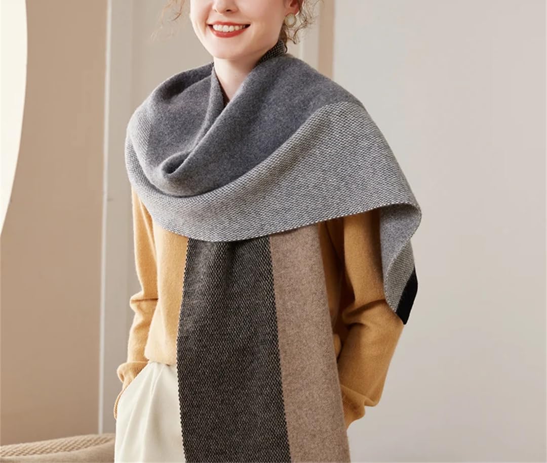 Bufanda de punto de cachemira para mujer, bufanda de punto suave y cálida para otoño e invierno
