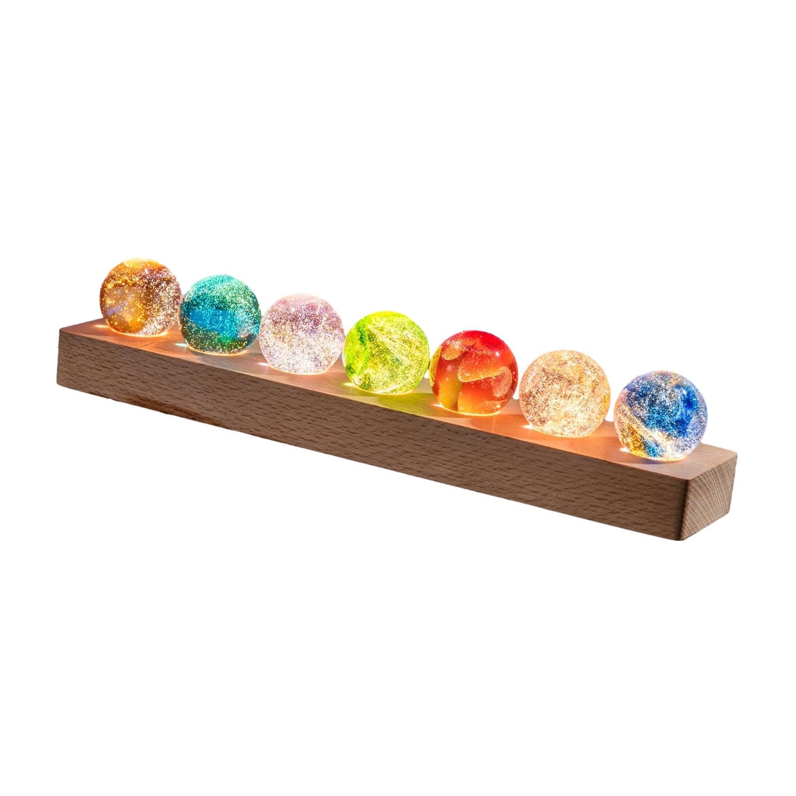 predolo Luce Notturna a Sfera di Vetro, Lampada Notturna a LED USB, Lampada Decorativa, Base rettangolare