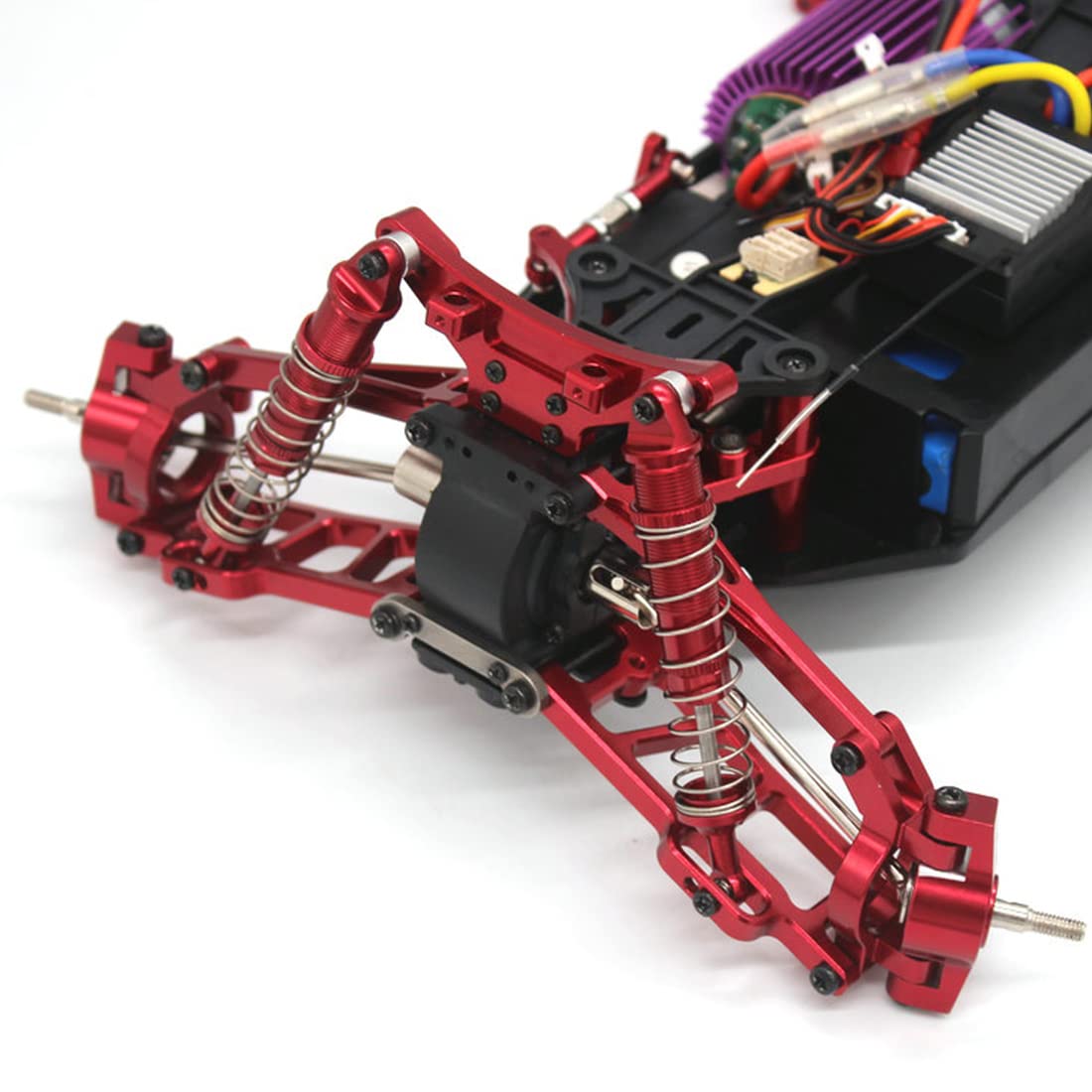 Set di Accessori per L'Aggiornamento del Metallo Braccio di Sospensione 'Ammortizzatore del Blocco dello Sterzo per 104009 12402-A RC Car,Grigio