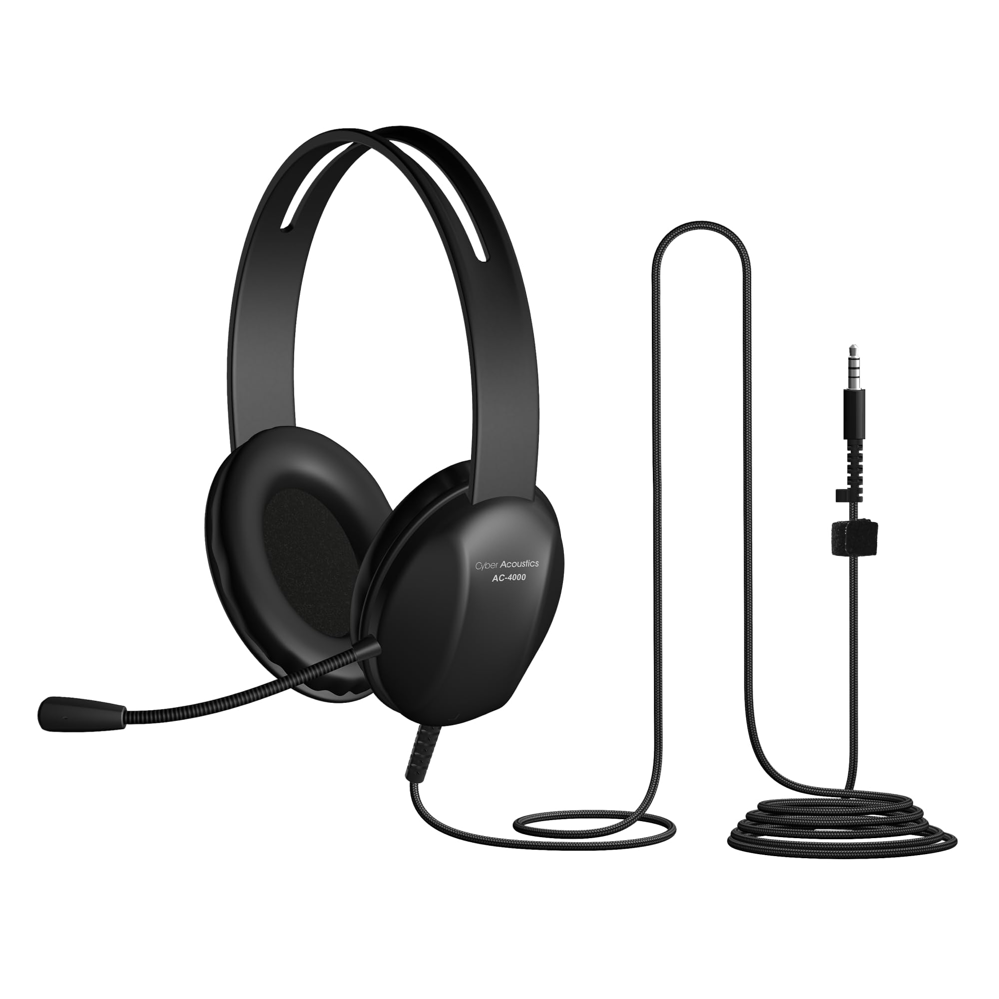 Cyber Acoustics Stereo PC Headset (AC-4000), 3.5mm Connection, Noise Canceling Microphone for PC, Mac and, Tablets, Perfect for Classroom or Home