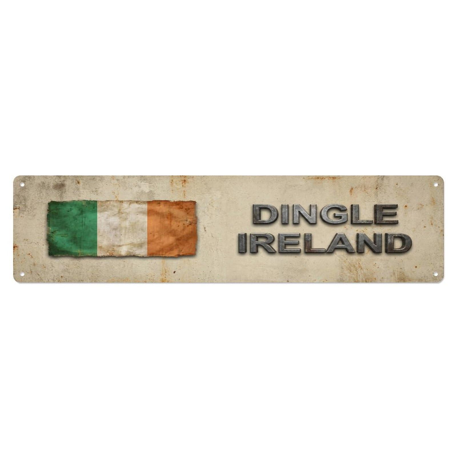 Okahys 4X16inch(10X40cm) Vintage Dingle Ireland Flag Decor Rustic Travel Metal Tin Sign