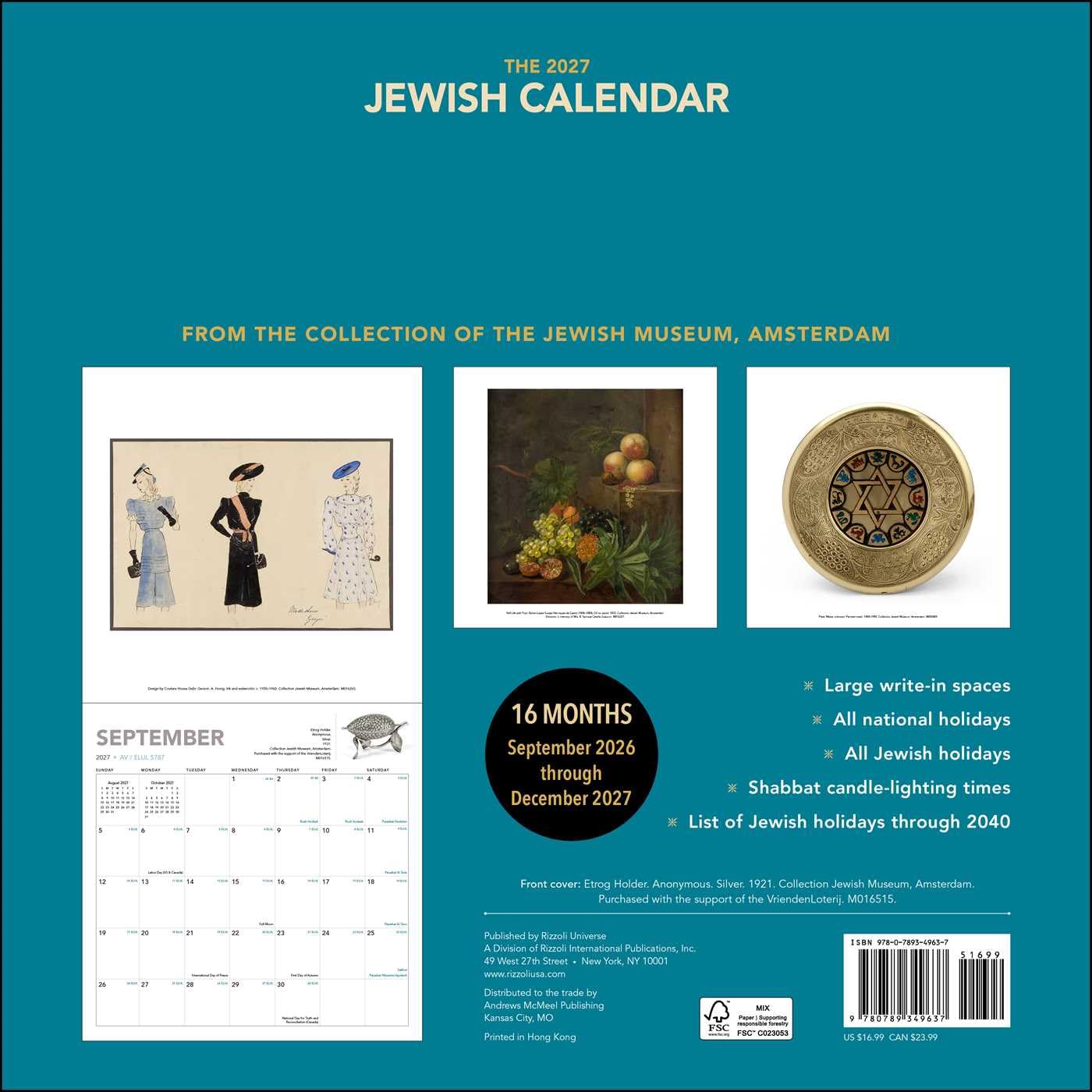 The Jewish Calendar 2026–2027 (5787) 16-Month Wall Calendar: Original Universe-Kalender [Mehrsprachig] [Kalender] (Wall-Kalender)