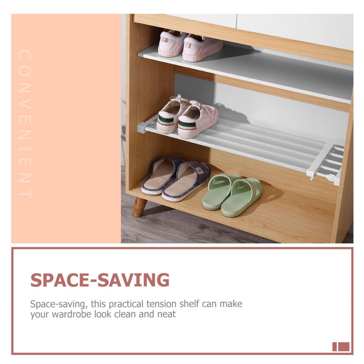 Divisor Organizador de Armario Extensible sin Clavos 50-80 Cm X 24 Cm, Estante Plástico Ajustable para Ropa, Estante Separador para Dormitorio y Baño, Almacenamiento Práctico