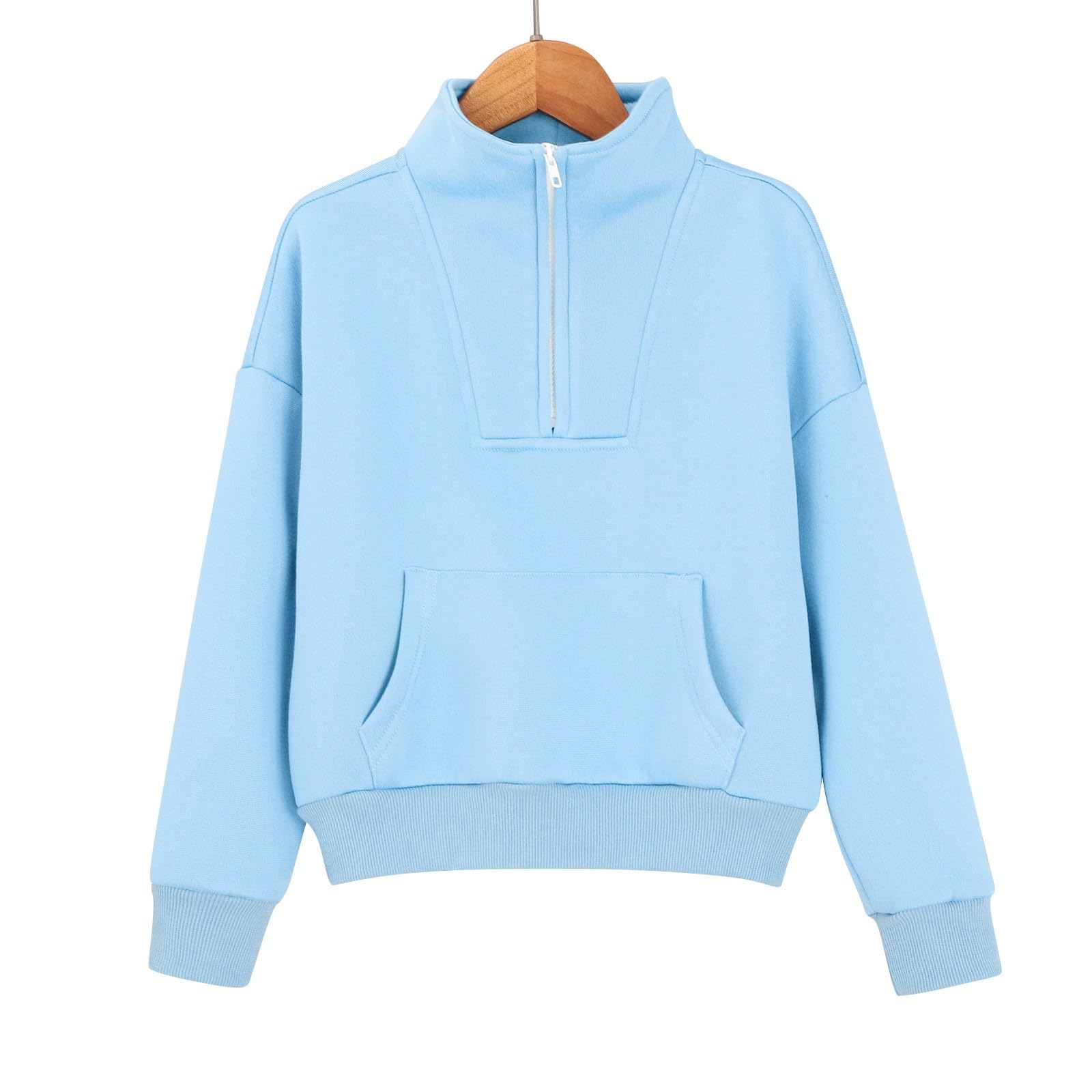 WINWUQB - Tuta da ragazza con collo alto e mezza zip | Accogliente scuola sport 2 pezzi tuta maglione pantaloni vacanza autunno inverno casual bambini tuta