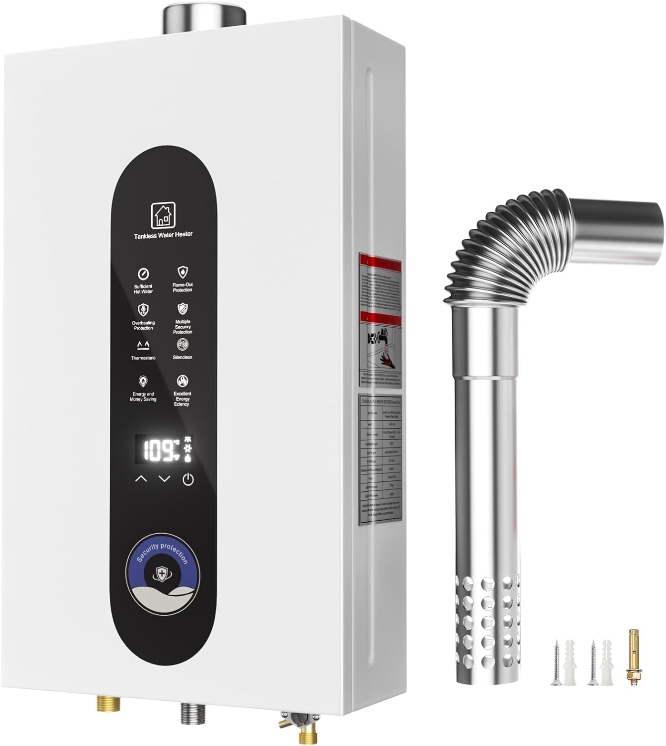 Natural Gas Tankless Water Heater, 16L Instant Hot Water Heater with Fahrenheit Digital Display, Indoor Installation Up to 4.22GPM, 109188BTU