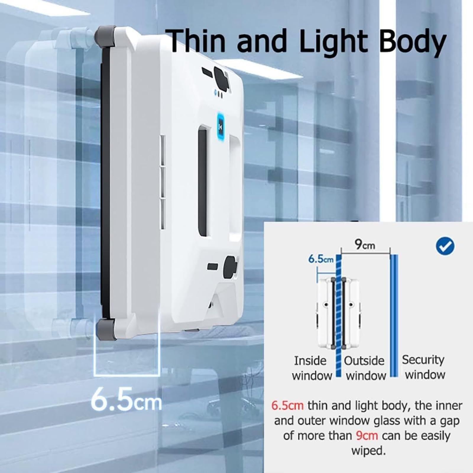Robot Limpiacristales Automático，Aparato Limpiar Ventanas Altas Interior | Limpiador de ventanas inteligente potente de 3000Pa con pulverizador de agua doble, control remoto, planificación
