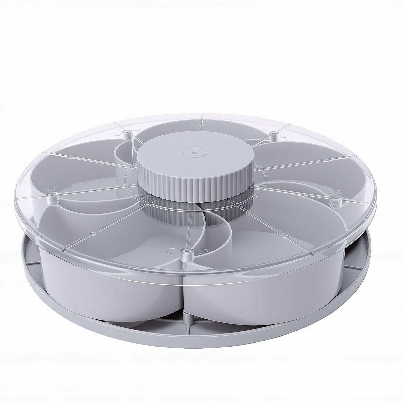 Cocoarm Vassoio da Portata per Snack Diviso, Vassoio per Snack Girevole in ABS con Coperchio, Base Antiscivolo a 5 Scomparti Facile da Pulire per Feste Picnic Serate di Cinema Condivisione in