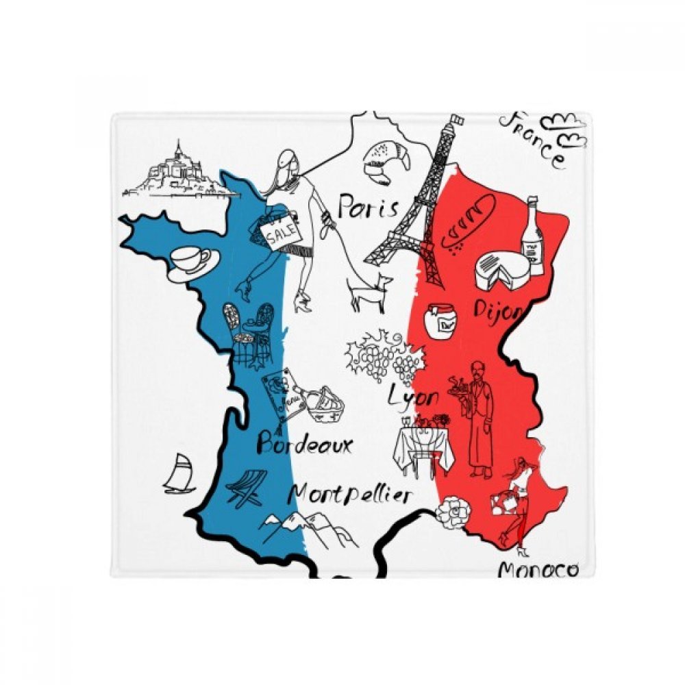 Pet mat plan de la ville France anti-slip pour cuisine et porte 80x80cm