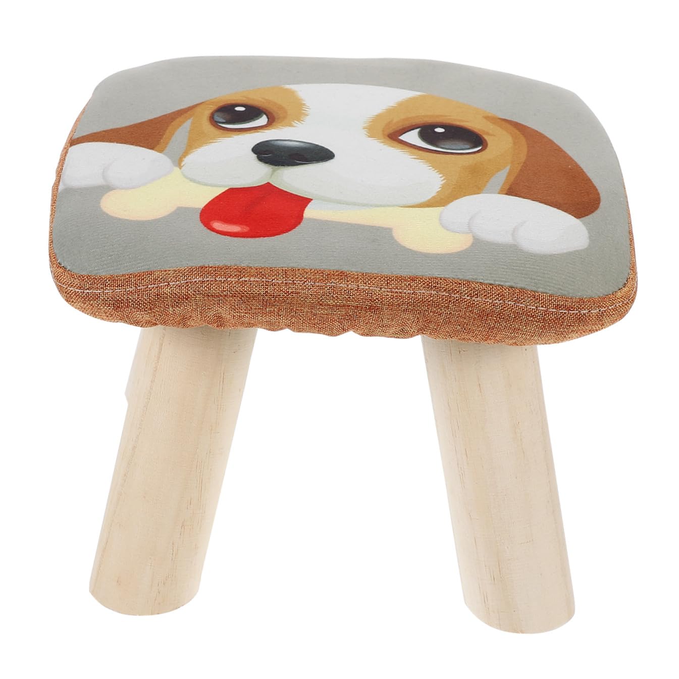 Taburete Antideslizante Infantil de Madera Cuadrado Funda de Lino y Algodón y Ligero para Dormitorio y Sala de Estar