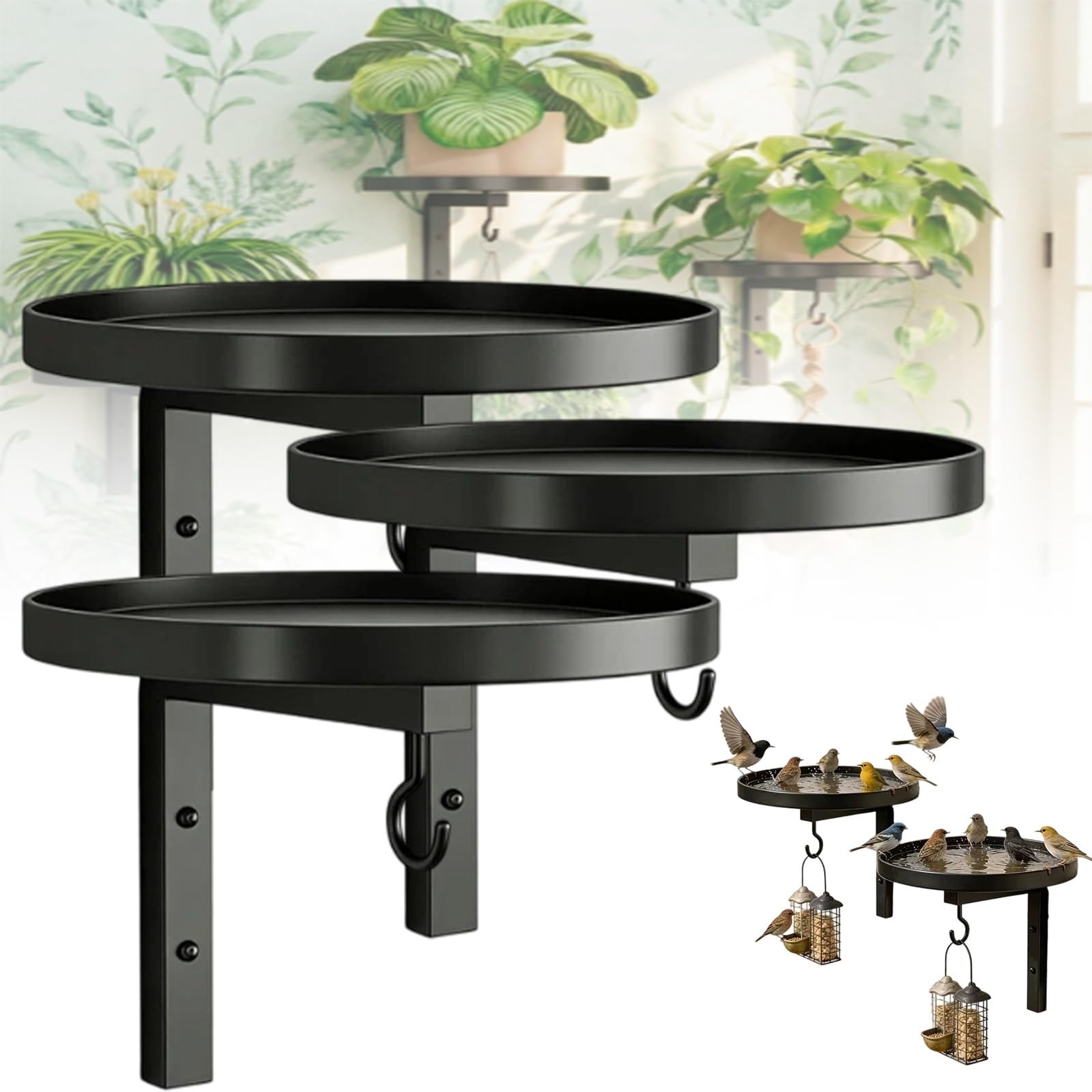 Wandmontierte Metall-Vogeltränke, Vogeltränke Zum Aufhängen, Doppelfunktions-Design, Wetterfest, Leicht Zu Reinigen & Ideal für Garten, Balkon & Terrasse(C)