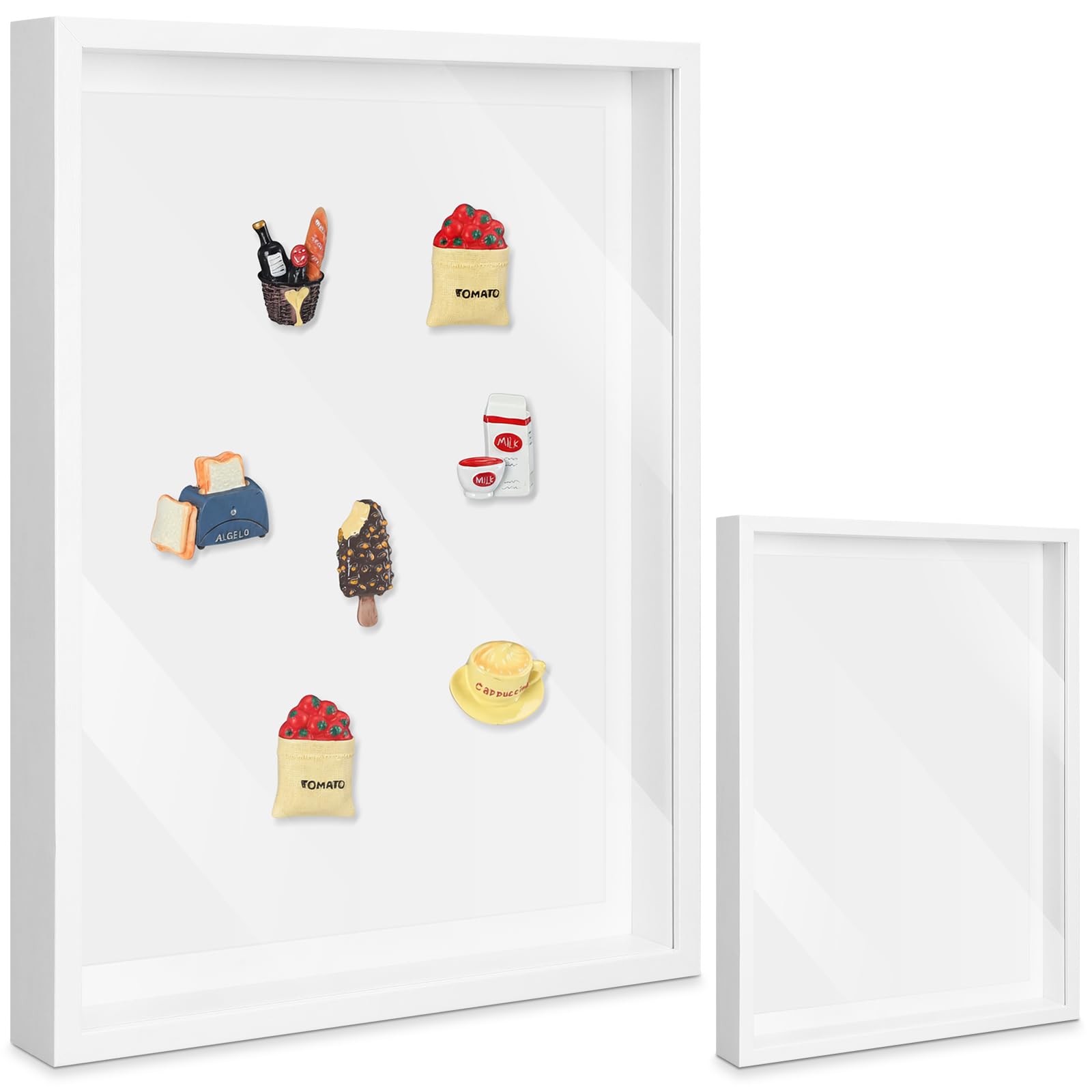 vicenpal 1 pcs large magnetic board 16" x 12" magnet display board removable souvenir fridge magnet frames case for wall dust proof magnetic shadow box for wall table refrigerator (white)