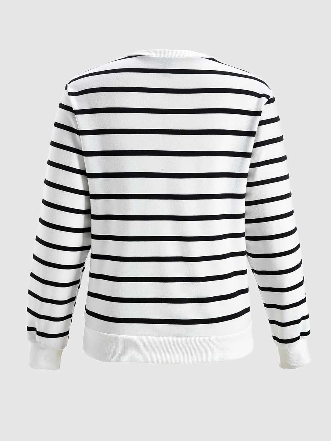 Women's Striped Zipper Front Sweatshirt Old Money Long Sleeve Crewneck Dressy Casual Pullover Tops - Image 3