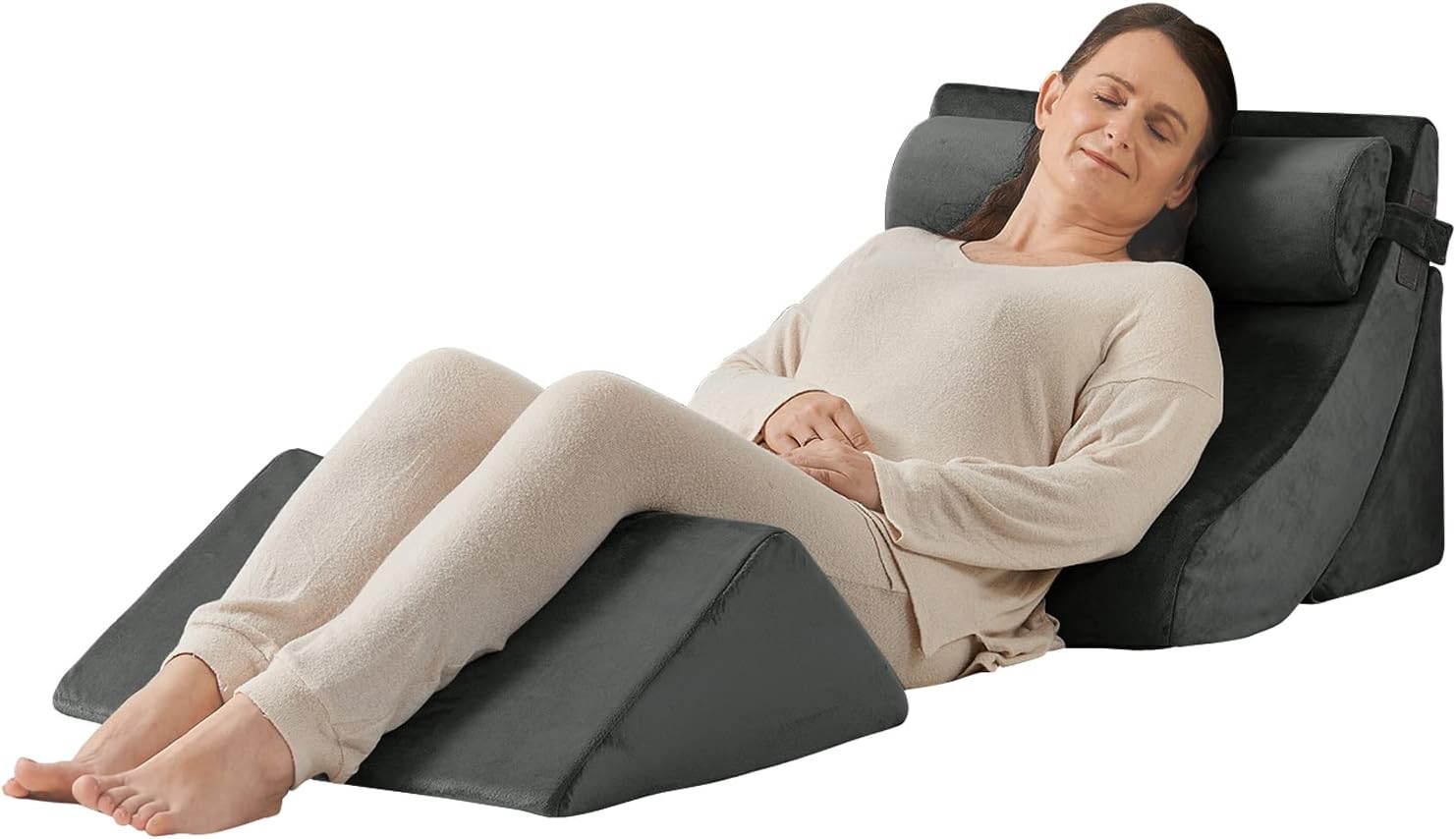 Axelrod Orthopedic Bed Wedge Pillow Set, Post Surgery Foam for Back, Neck and Leg Pain Relief Comfortable & Adjustable Ortho Pillows- Anti Snoring, Heartburn, Acid Reflux & GERD Sleeping Dark Grey