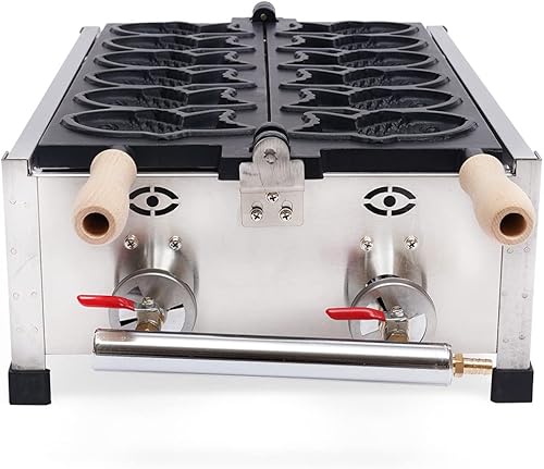 Miniatura 5 de Máquina comercial para hacer gofres de pescado Taiyaki de acero inoxidable con forma de pescado helado máquina para panqueques molde doble sartén