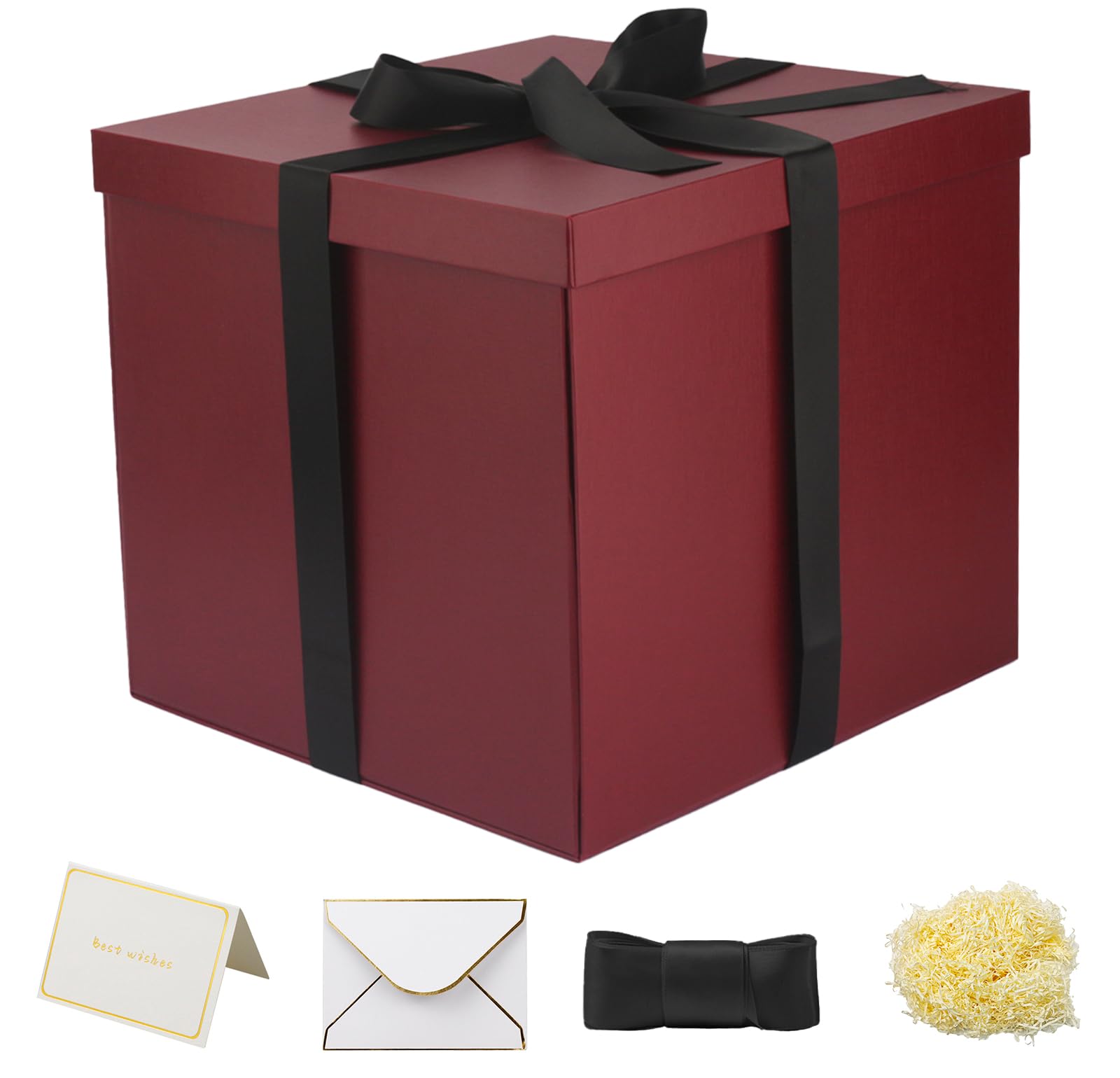 YINUOYOUJIA Gift Box 12x12x10 Inches,Burgundy Gift Boxes for presents,Large Present box,for Packaging,Valentine's Day,Mother's Day,Christmas,Anniversaries.