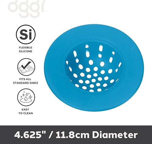 Miniatura 2 de OGGI Colador de silicona para fregadero de cocina, colador de drenaje de fregadero, tapón de drenaje, tapón de fregadero, borde de 4.6 pulgadas de