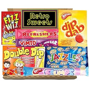 Sweets. Retro Sweets Candy Hamper Gift Box. Care Package Present for Happy Birthday, Thank You, Get Well Soon, Christmas…