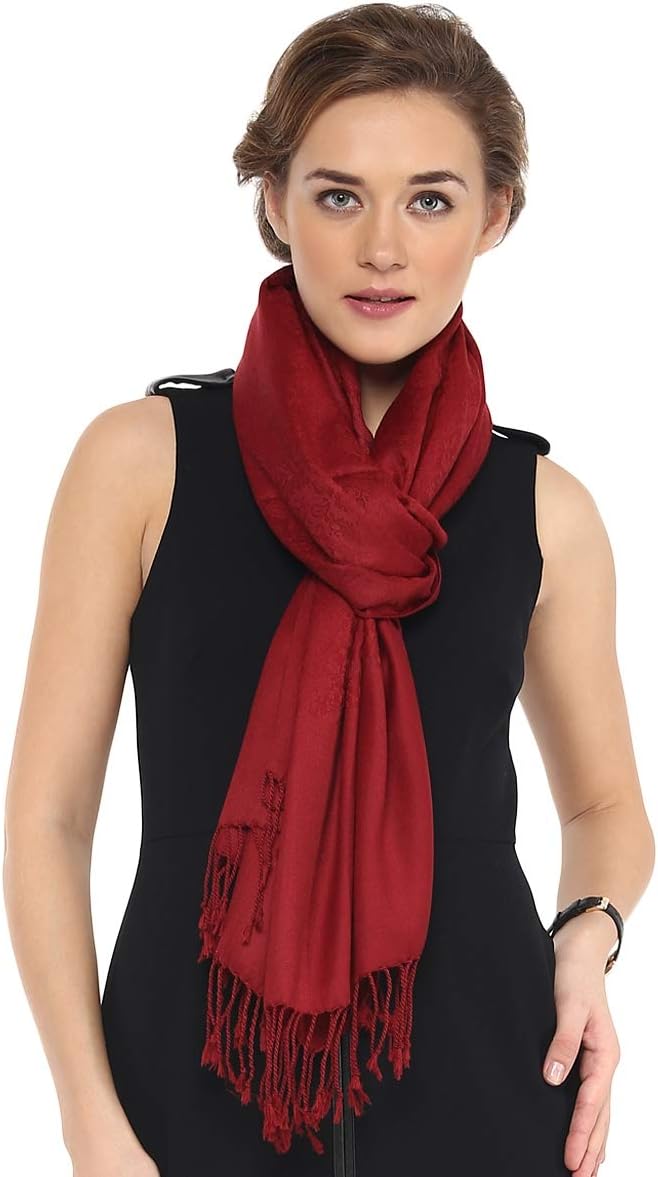 Pashtush Women's Fine Wool Jacquard Scarf, Luxury Fine Wool, Australian Merino Wool, Soft and Warm Stole