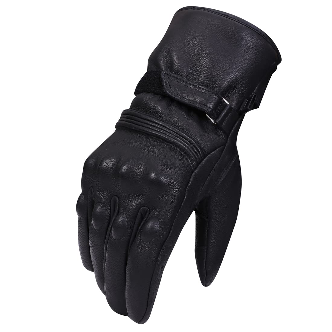 Harssidanzar Guanti del motociclo per l'inverno,Uomo Genuine Pelle Full Finger TouchScreen Termico Foderato Con Moto Impermeabili Guanti di Equitazione Moto KM048EU1