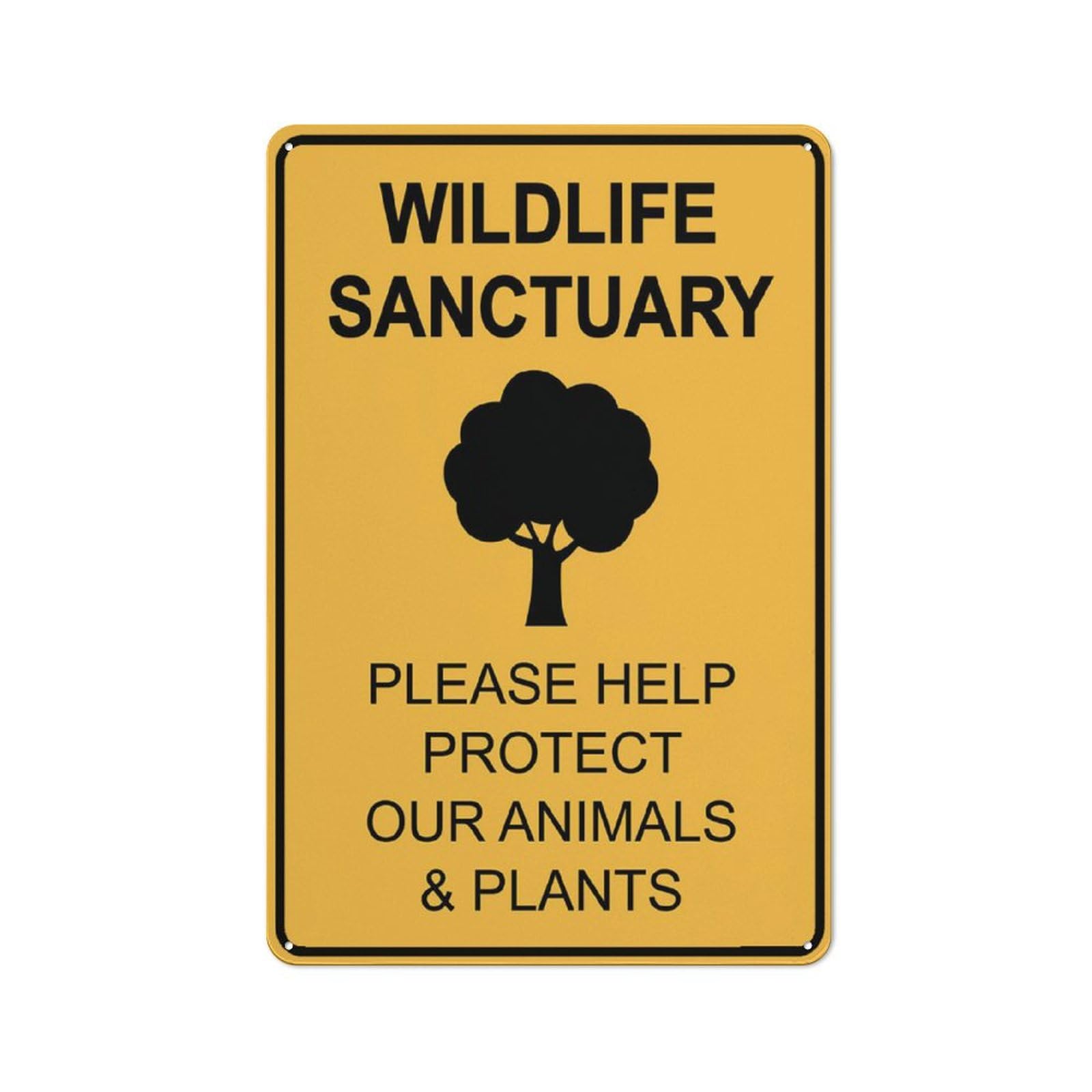 Wildlife Sanctuary Yellow Sign Metal Signs 12X8 Inch Rust Free Aluminum,Uv Ink Printing,Durable/Weatherproof Outdoor For Home