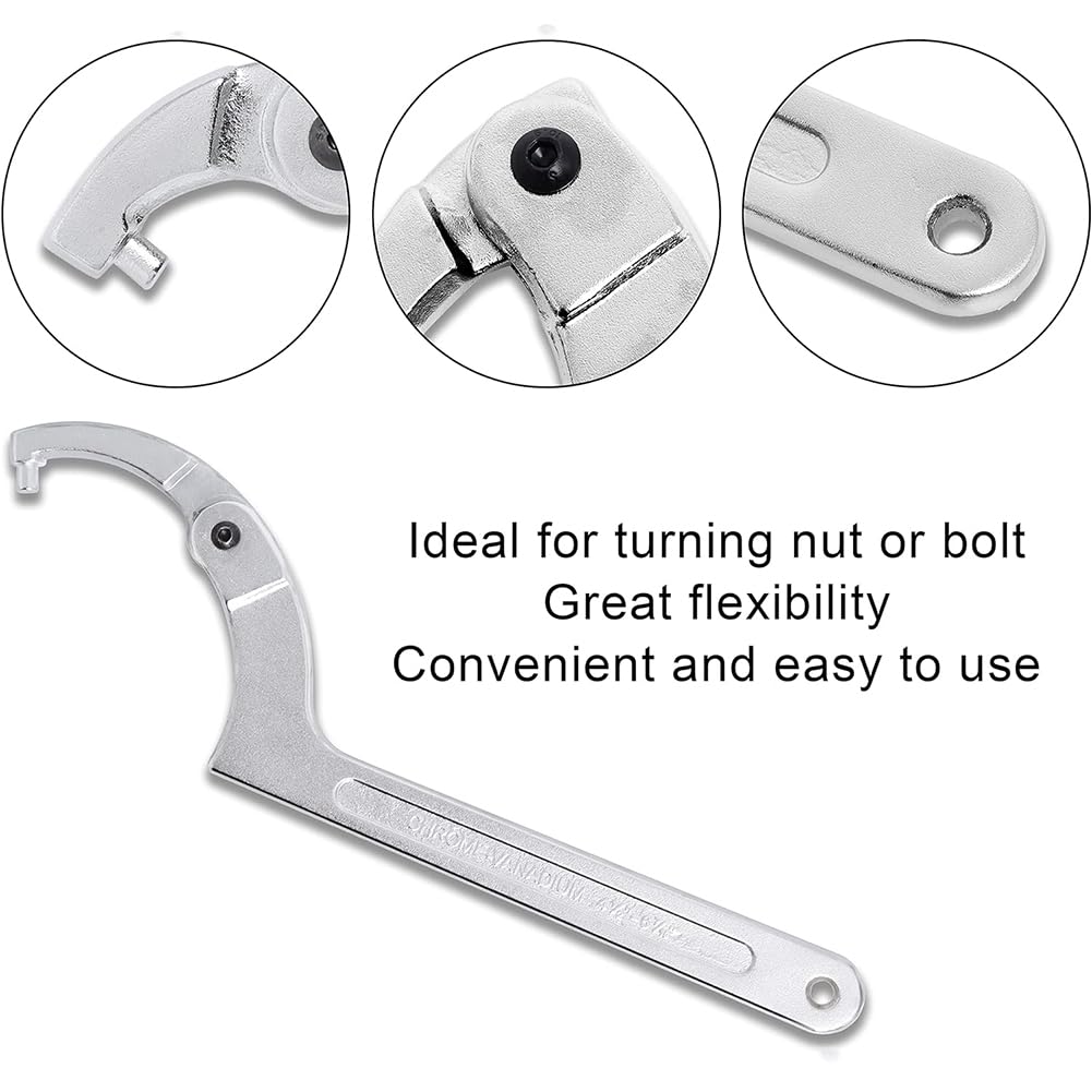 4 Piezas Ajustable Llave De Gancho Juego De Llaves, Cromo Vanadio C Pin Llave Inglesa Para Apretar Tuercas Y Rodamientos (Plateado),Square Head