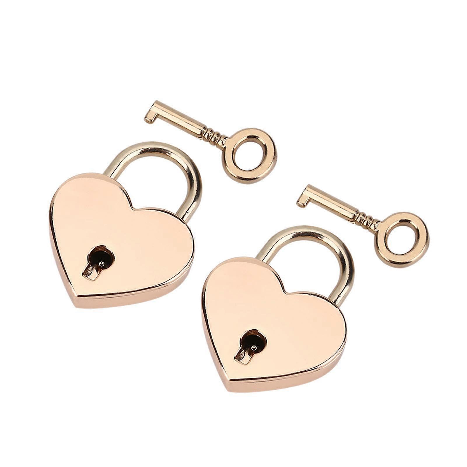 Joyhappst Image Color 2025 Latest Model 2 Sets Heart Shaped Padlock & Skeleton Key Metal Lock For