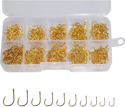 300pcs pequeños anzuelos de pesca negro alto carbono ganchos de pesca Set 6 tamaños con una caja de plástico disponible en Yaxa Guatemala