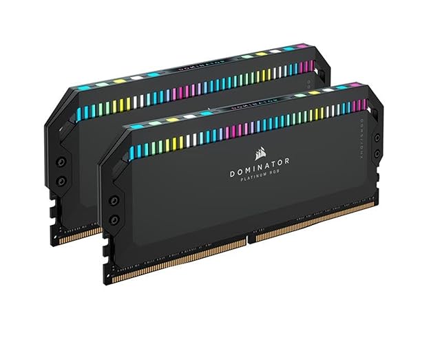 CORSAIR DOMINATOR PLATINUM RGB DDR5 RAM 64GB (2x32GB) 5200MHz CL40 Intel XMP iCUE Compatible Computer Memory - Black (CMT64GX5M2B5200C40) - 64GB (2x32GB) - Black