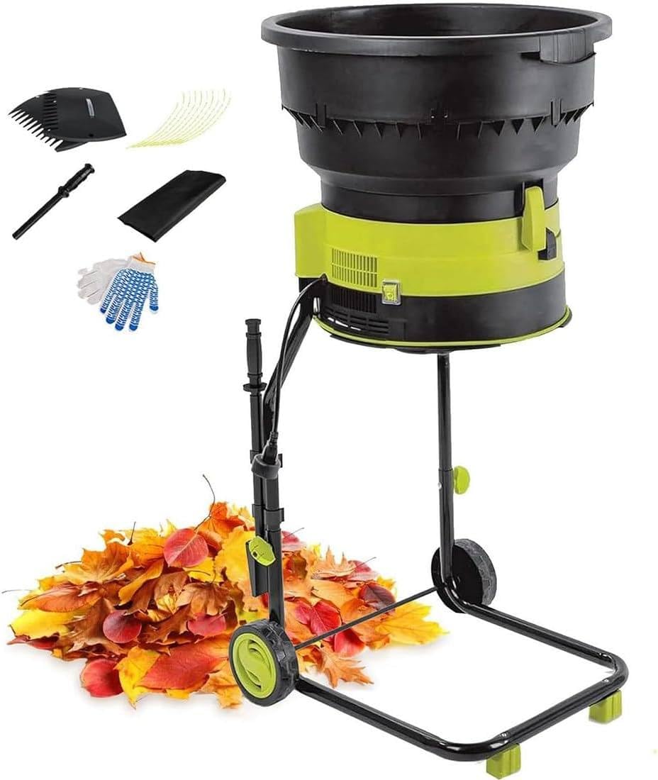 Trituradora eléctrica de hojas de jardín, trituradora de compost, trituradora de 8000 RPM para desechos de jardín, hojas, ramas, rendimiento de alta eficiencia para una fácil limpieza del patio