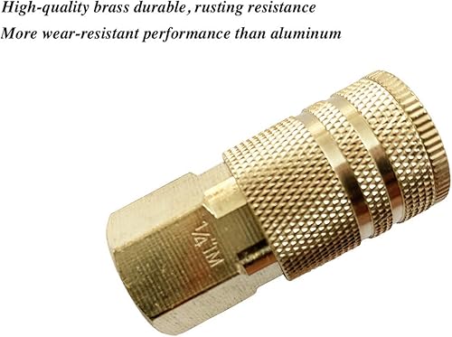 Miniatura 3 de Acoplador industrial hembra de latón de 14 pulgadas, accesorios de manguera de aire, roscas hembra de 14 pulgadas, acoplador de aire de conector