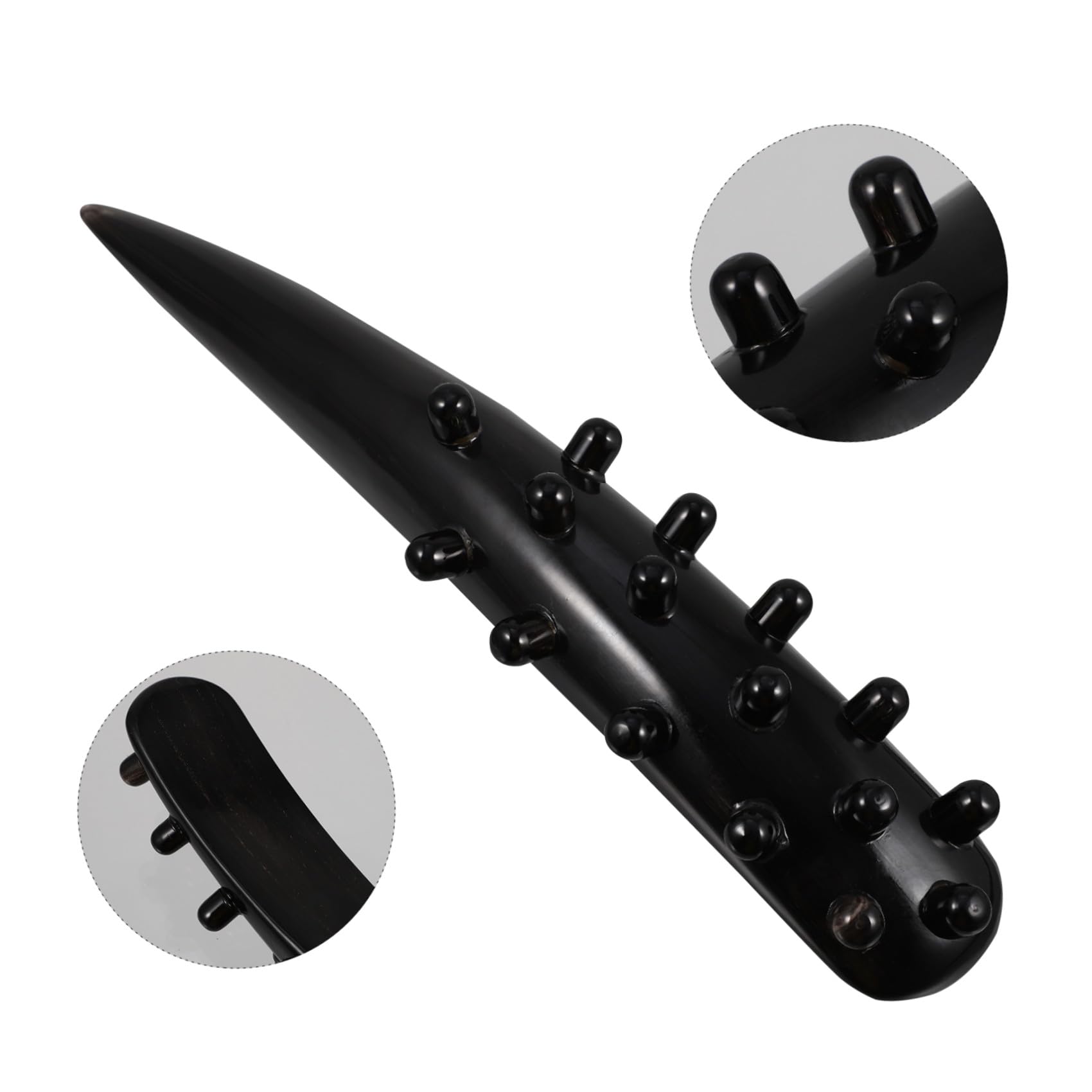 Kopfmassagekamm aus Ochsenhorn 16-zinken, Schwarz, Ergonomisch