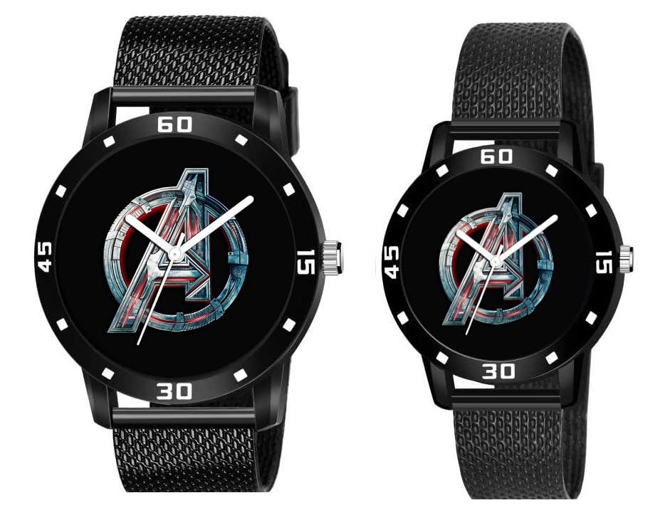 KIARVI GALLERY Analogue Couples Avengers Dial PU Strap Mens and Womens Couple Watch(Combo, Pack of 2) (Black) (Black) (B09RV8XZYX) Amazon Price History, Amazon Price Tracker