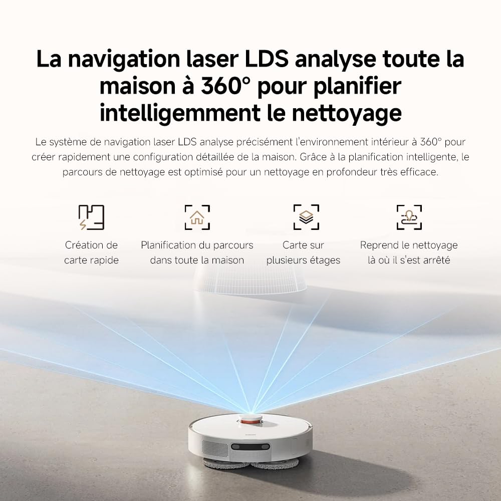 XIAOMI Robot Vacuum X20+, Station Tout-en-Un avec vidage, Lavage & séchage Auto, Aspiration 6000 Pa, évitement d’Obstacles S-Cross™, Navigation LDS, Commande vocale Via Mi Home.