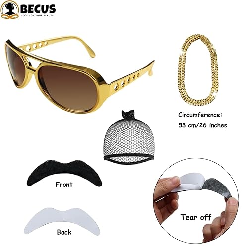 Miniatura 3 de BECUS Juego de 5 piezas de peluca afro para hombre, peluca de los años 70 y 80 para hombres, peluca de discoteca para fiesta de Halloween, pelucas