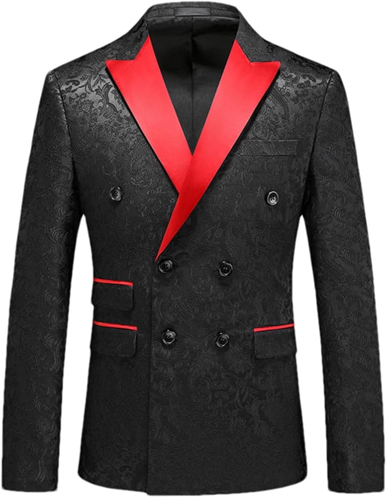 k*o様 Floral Jacquard Double Breasted Shi Men Double Breasted Blazer Floral Jacquard Blazers Fashion Formal