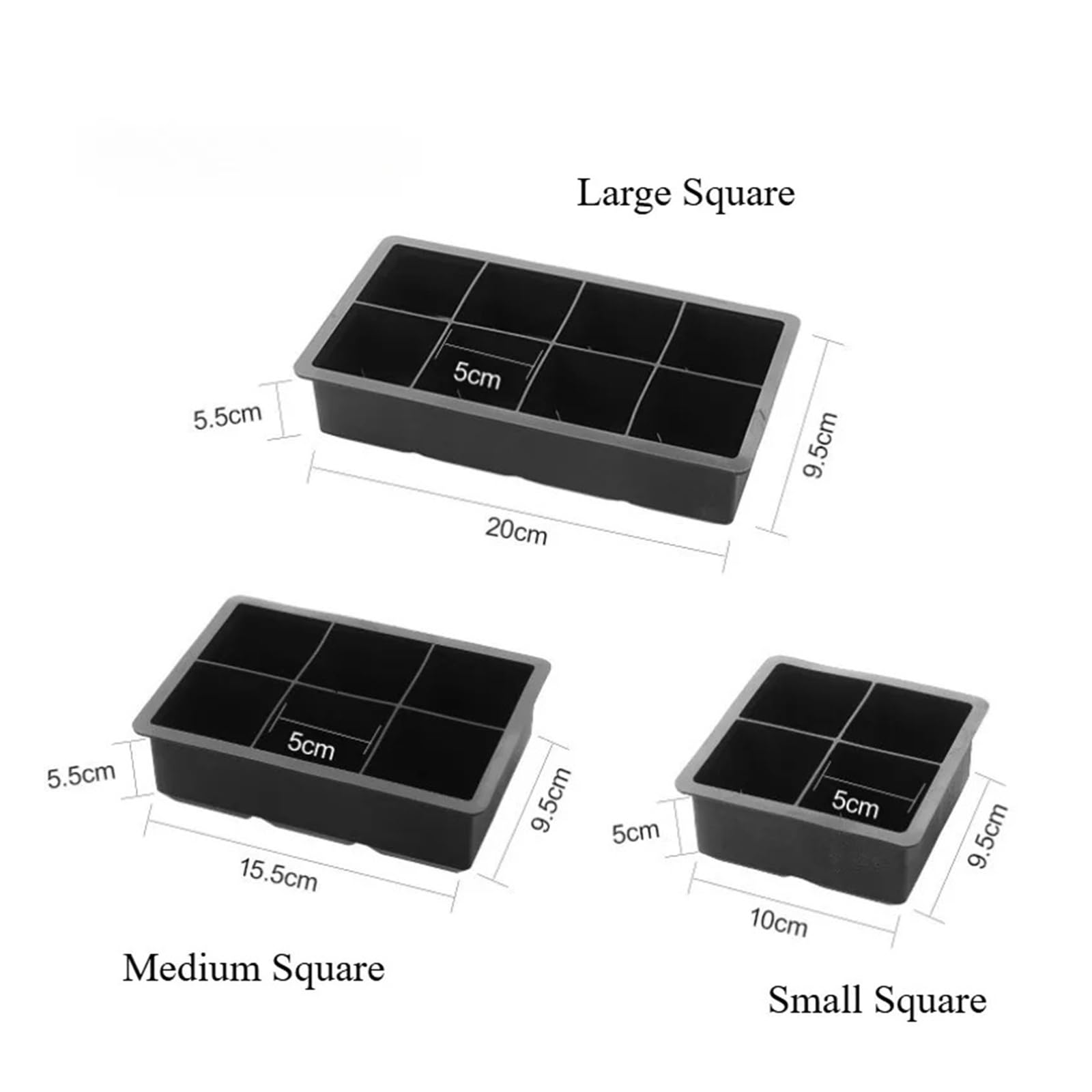 Moldes de cubitos hielo silicona 4/6/8 rejillas, bandeja grande, fabricante moldes reutilizables(4 grids spherical,3pcs)