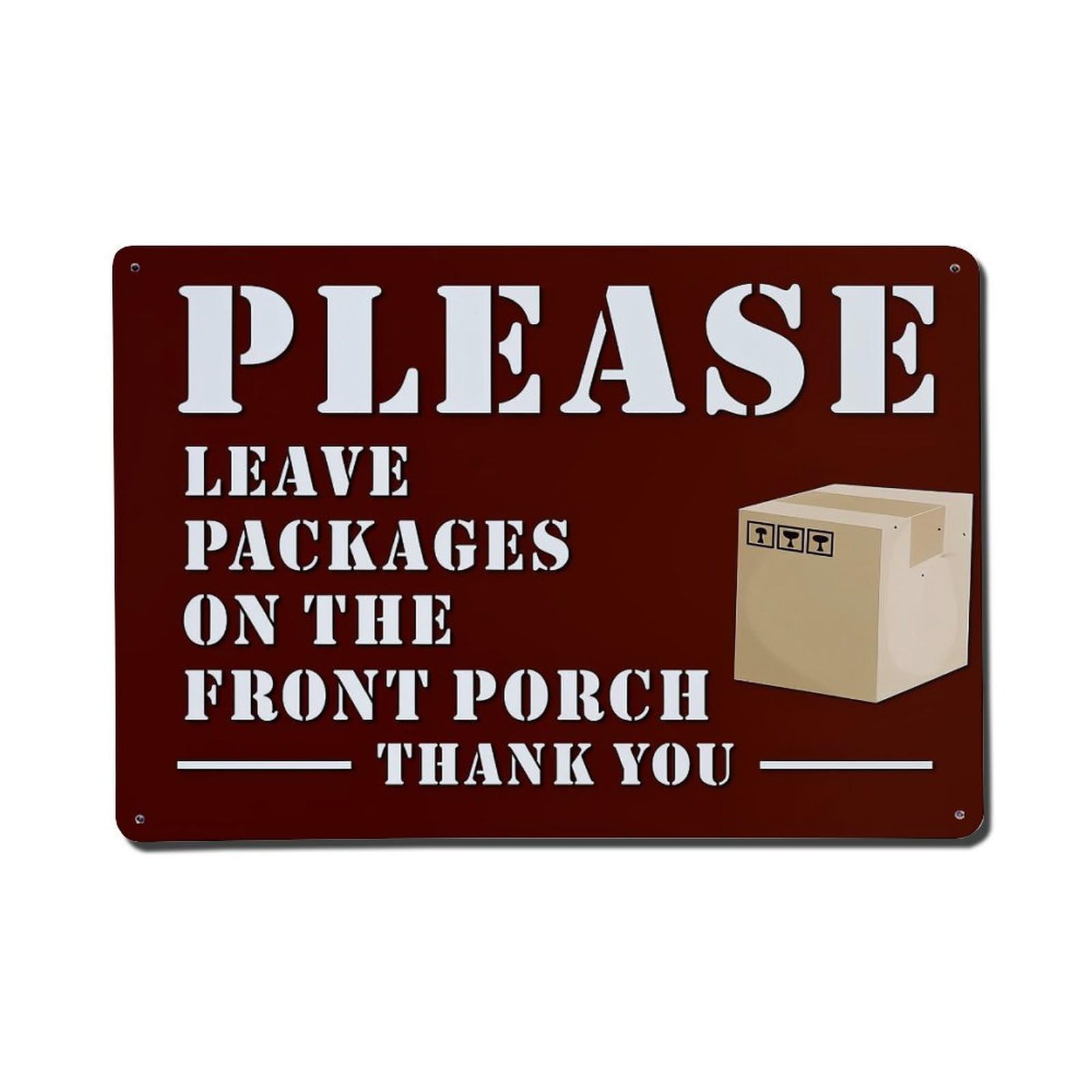 Please Leave Packages On Front Porch Retro Metal Tin Sign, Vintage Decor Art Poster for Bar, Home, Man Cave, Kitchen, Laundry Room Gift 8x12Inch