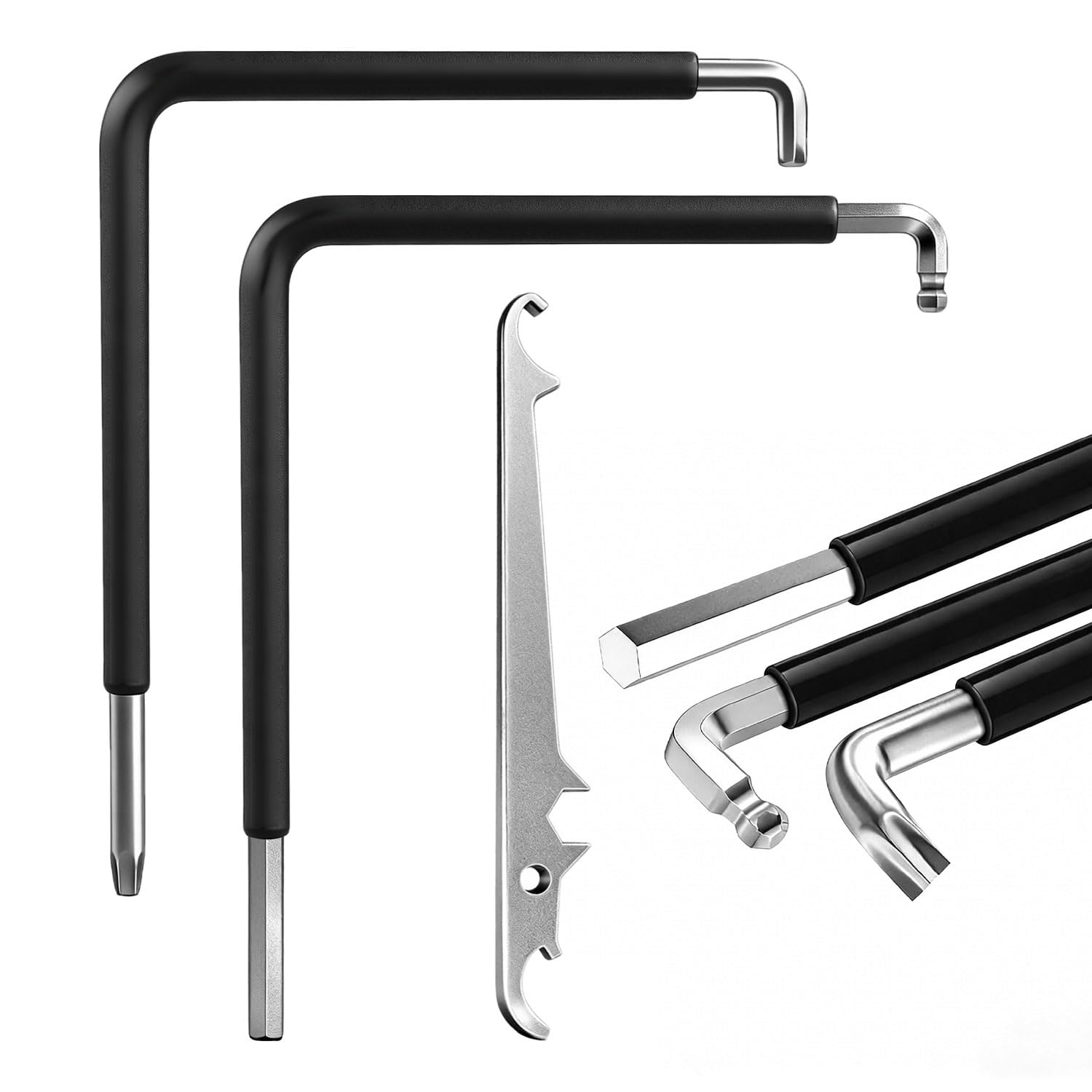 Juego de 3 Llaves Allen Incluye Llaves Torx 15 Llave Hexagonal de 4 mm y Bola de 4 mm y Llave para Cojinetes para la Instalación y el Mantenimiento de Puertas Ventanas Muebles y Edificios