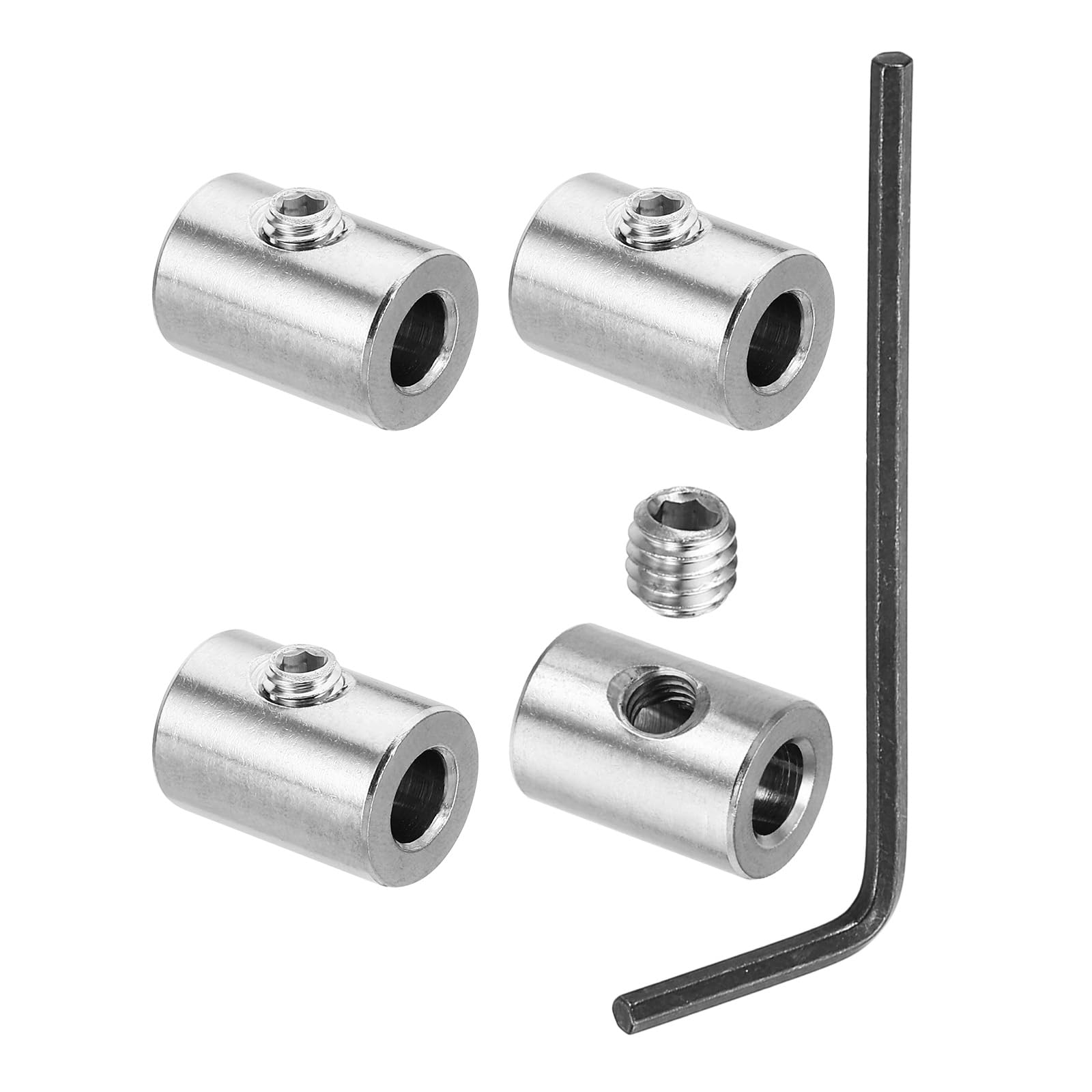 PATIKIL 4mm Trou Fil Corde Agrafes, 6pcs 304 Inox Acier Simple Trou Main Tordu Fil Pinces Attaches Vis pour Acier Fil, Argent