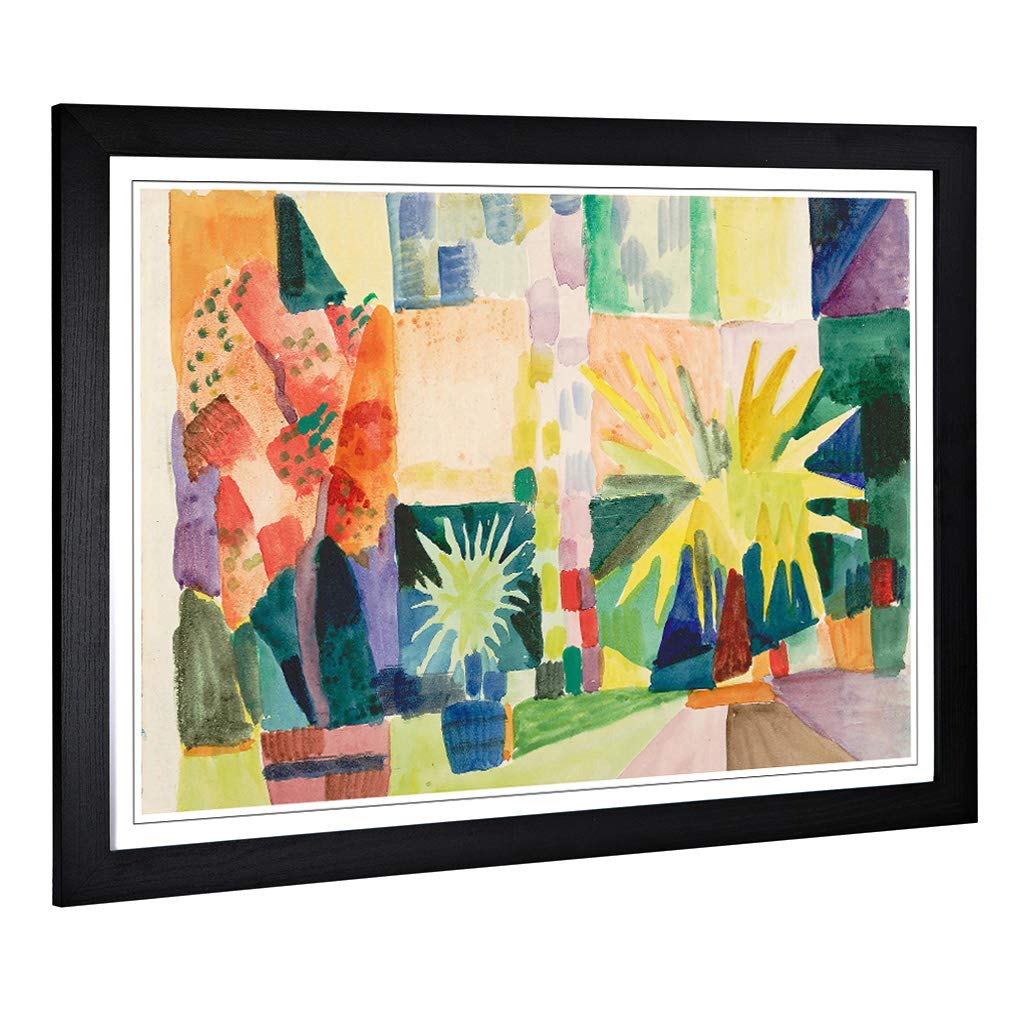 Big Box Art Framed Print of August Macke Garden on The Lake Design | Wall Art Picture | Home Decor for Kitchen, Living Room, Bedroom, Hallway, Black, A2 / 24.5x18 Inch / 62x45cm