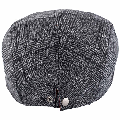 Image of The Tie Hub Wool Flat Cap for Men & Women | Adjustable Vintage Newsboy Gatsby Hat for Casual, Travel, Outdoor | Free Size Herringbone Ivy Style Cap