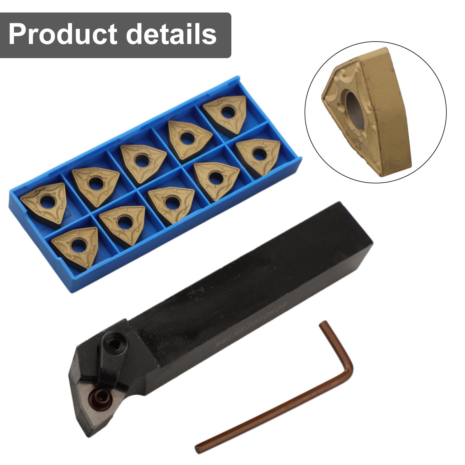 Soporte para herramientas de torneado de torno de 20 mm, portaherramientas de torno con herramientas de corte, 10 piezas de insertos de carburo WNMG0804