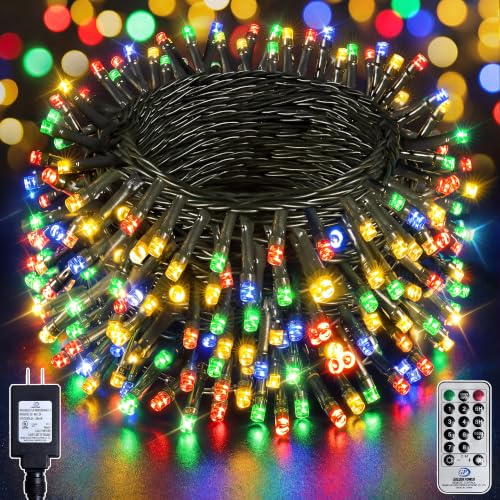 Image of 132FT 400 LED Multicolor Fairy Lights, Dark Green Wire 8 Modes Timer, IP44 Waterproof Outdoor Indoor String Lights for Patio Garden Backyard Bedroom Classroom Weeding Christmas Decor