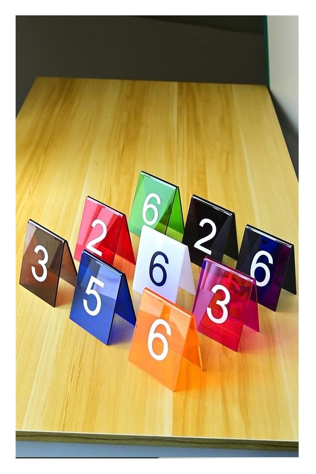 Numery stołów, Numery stołów w stylu namiotu, akrylowe, wielokolorowe, 3,1 x 2,4 x 3,5 cala(31-40)