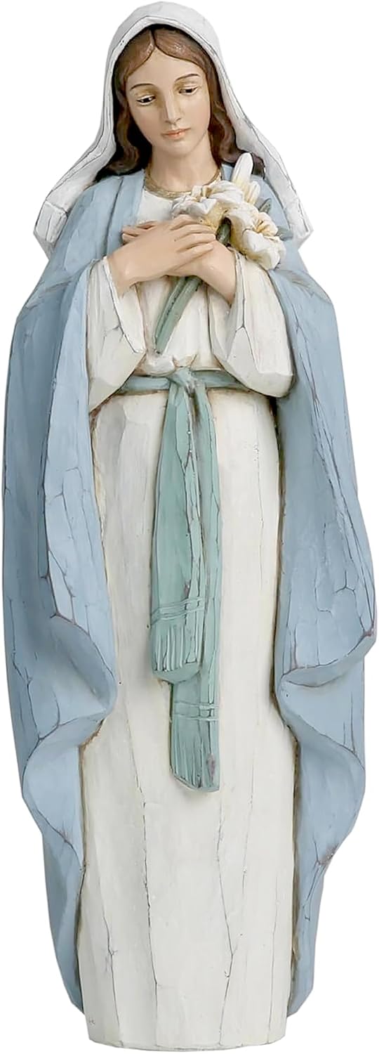 Mary with Lily Blessed Virgin Statue Religious Gift Home Decor