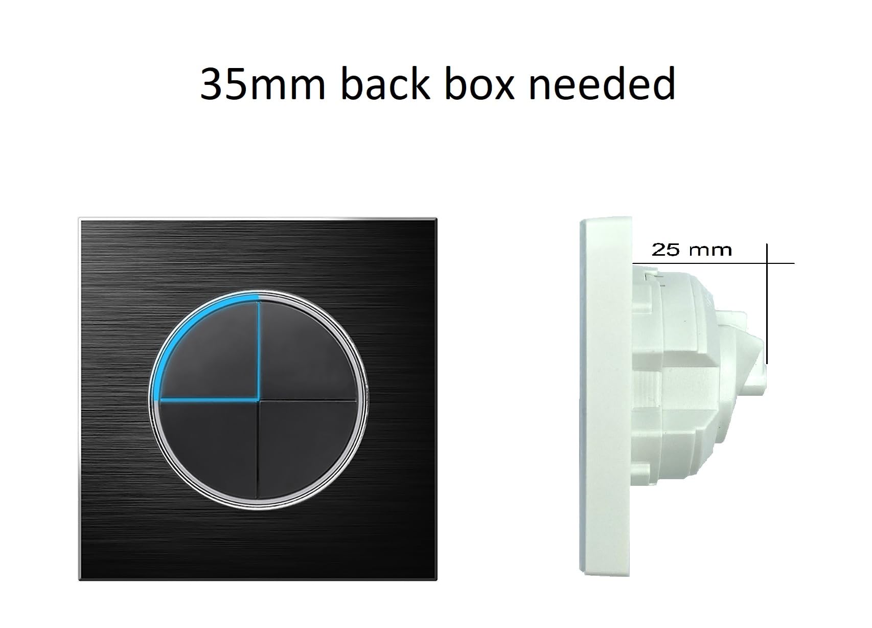 Circle 1/2/3/4 gang 2 way Push Button Wall Light Switch Glass Step Light LED Indicator (black aluminum 4 gang 2 way) - Image 2