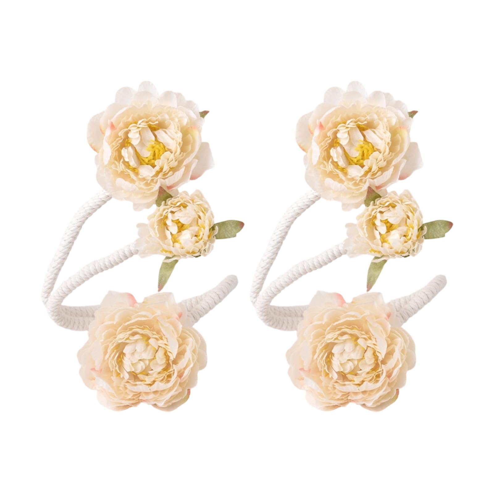 Of 2 Metal Rope Window Drapery Holdbacks Clip Elegant Artificial Flower Curtain Tiebacks for Bedroom Nusery Decors Artificial Flower Tieback