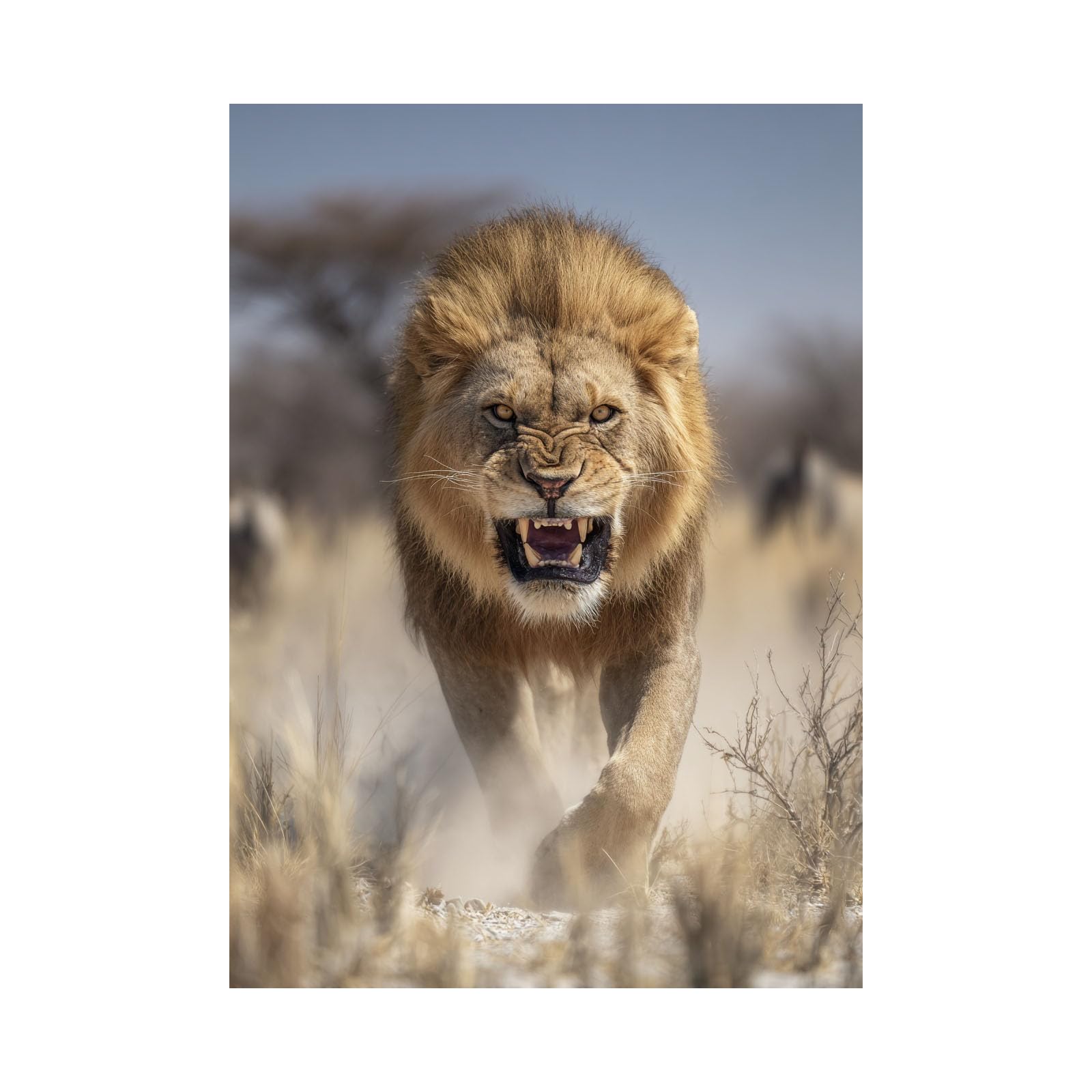 TERUEA Funny Bathroom Wall Painting Abstract Artwork Wild Lion Wilderness Portrait Picture Large Creature Canvas Modern Wall Art Animals Pictures for Bedroom Living Room Office(Gold)-70x100cm Unframed
