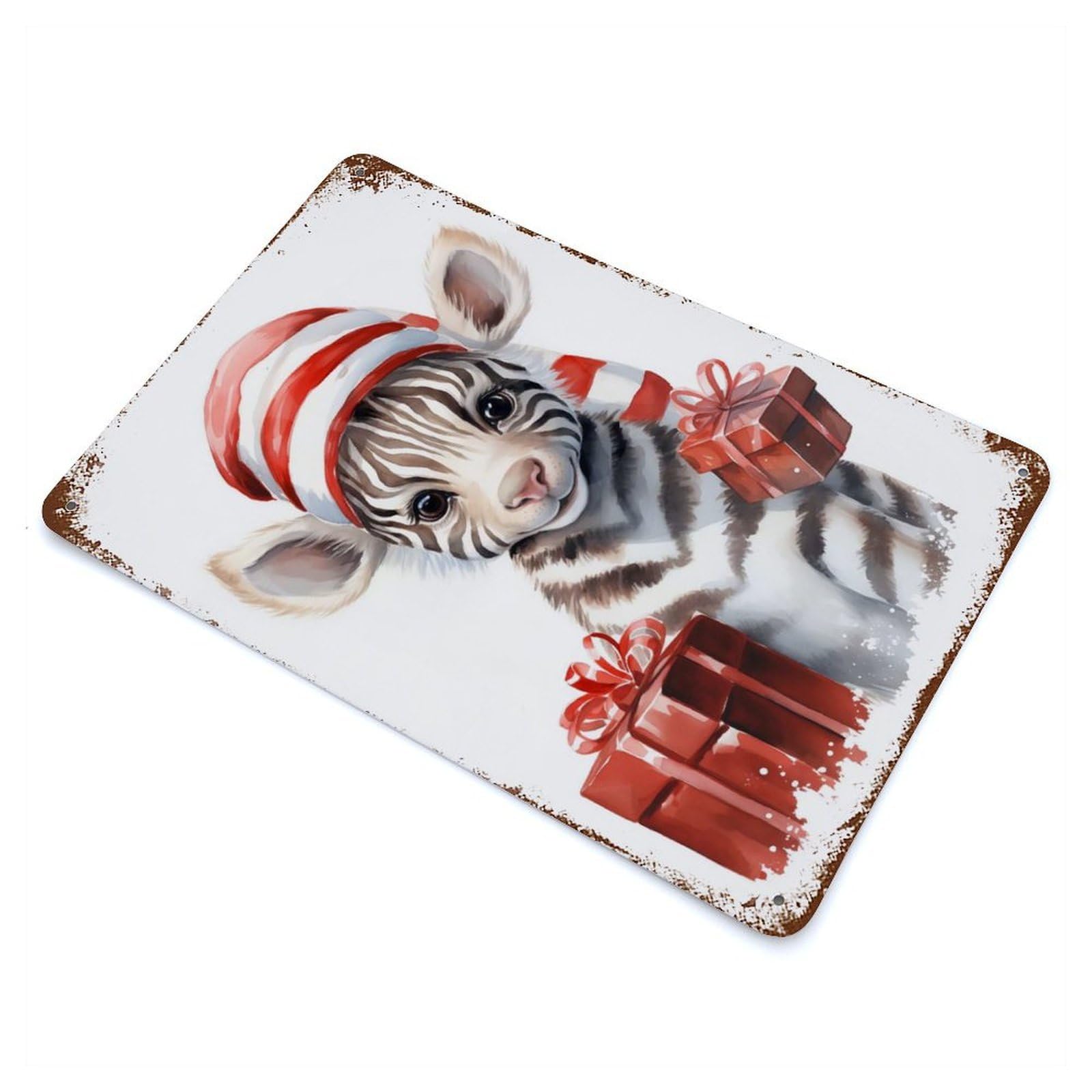 Jolly Puppy Zebra Rustic Tin Plaque 11.8"x7.9", Ideal for Shed, Workshop And Garage Wall Decor