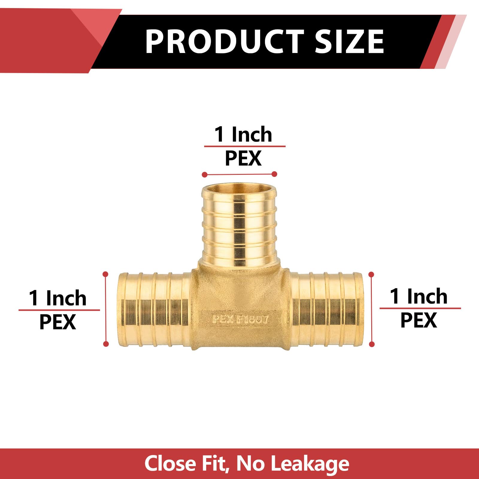 10-pak EFIELD Barb Crimp Pex 2,5 cm x 2,5 cm x 2,5 cm Tee mosiężne złączki do rur Pex/przyłącza rur, ASTM F1807